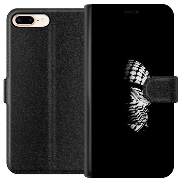 Apple iPhone 7 Plus Tegnebogsetui Keffiyeh-mønster - klassisk sort-hvid palæstinensisk tørklæde med kulturel betydning