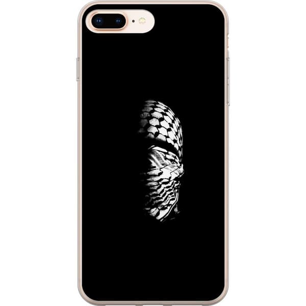 Apple iPhone 7 Plus Gennemsigtig cover Keffiyeh-mønster - klassisk sort-hvid palæstinensisk tørklæde med kulturel betydning