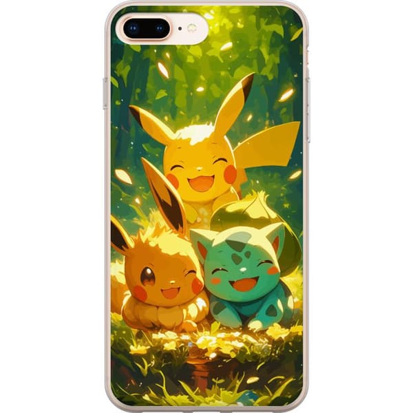 Apple iPhone 7 Plus Gennemsigtig cover Pixelmonster spillestil - farverig design til retro-elskende gamere