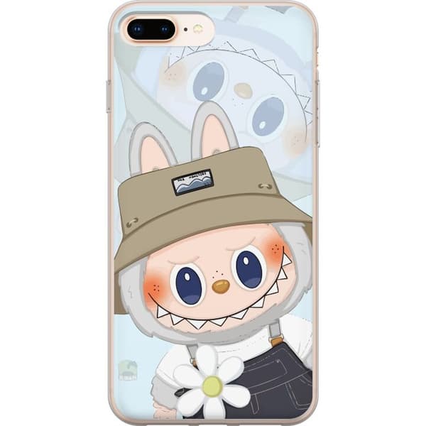 Apple iPhone 8 Plus Genomskinligt Skal Labubu med hatt – Pop Mart-figur Mr. Butcher i retro stil med karaktär