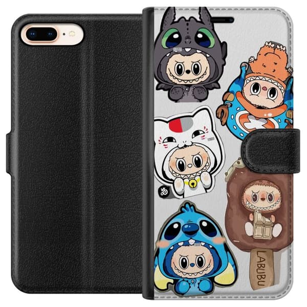Apple iPhone 8 Plus Lommeboketui Labubu figure samling - Pop Mart Labubu The Monsters i fargerik design