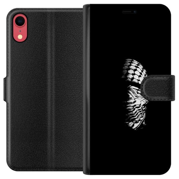 Apple iPhone XR Lommeboketui Keffiyeh-mønster - klassisk svart-hvit palestinsk sjal med kulturell betydning