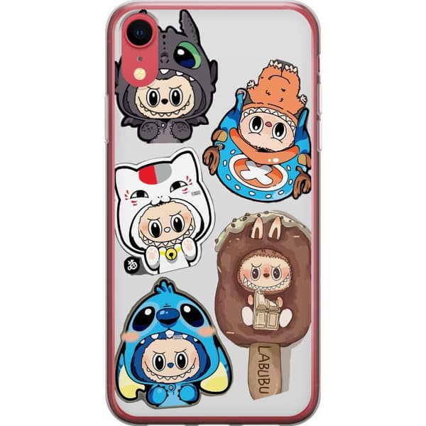 Apple iPhone XR Läpinäkyvä kuori Labubu hahmokokoelma - Pop Mart Labubu The Monsters väriluulisessa muotoilussa