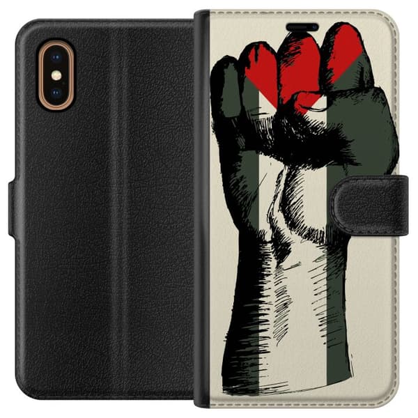 Apple iPhone XS Max Lompakkokotelo Käsi sidottu Palestinan väreihin - voimakas symboli vapausliikkeelle