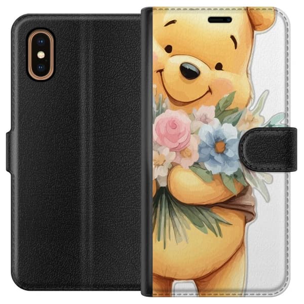 Apple iPhone XS Max Lommeboketui Nalle Puh med blomster - klassisk barnefavoritt i en blomstrende vår miljø