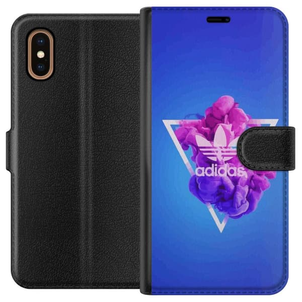 Apple iPhone XS Max Tegnebogsetui Adidas-inspireret blåt design - sporty motiv med retrovibe i blå toner