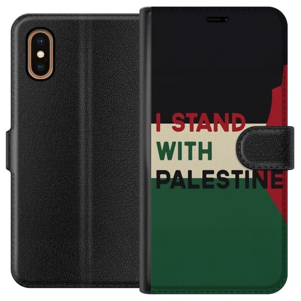 Apple iPhone XS Max Lompakkokotelo Pysähdy Palestiinan puolesta - solidaarisuussuunnittelu vahvalla viestillä