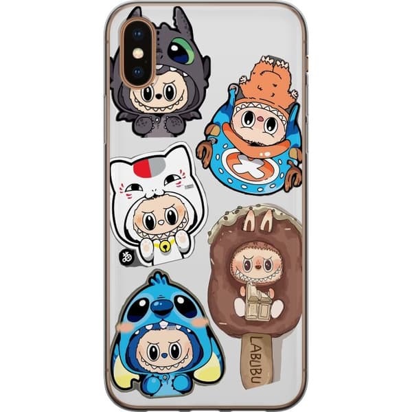 Apple iPhone XS Max Gennemsigtig cover Labubu figur samling - Pop Mart Labubu The Monsters i farverigt design