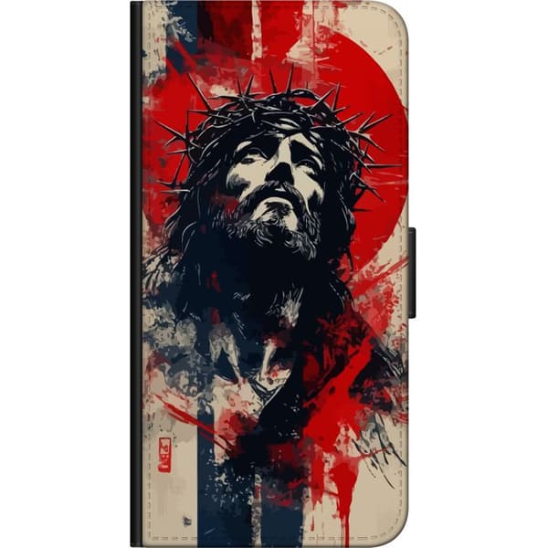 Huawei P smart Tegnebogsetui Jesus med kors - kristent motiv med stærk symbolik om tro og håb