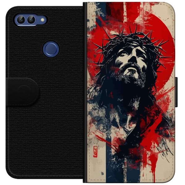 Huawei P smart Plånboksfodral Jesus med kors – kristet motiv med stark symbolik om tro och hopp