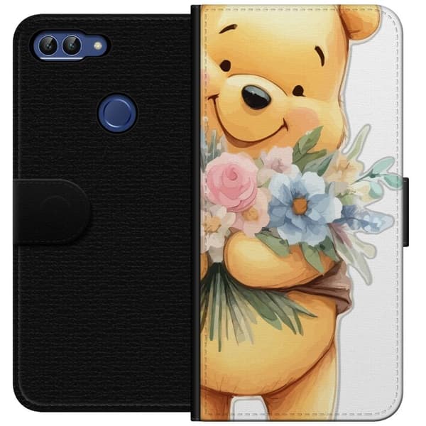 Huawei P smart Plånboksfodral Nalle Puh med blommor – klassisk barnfavorit i blommande vårmiljö