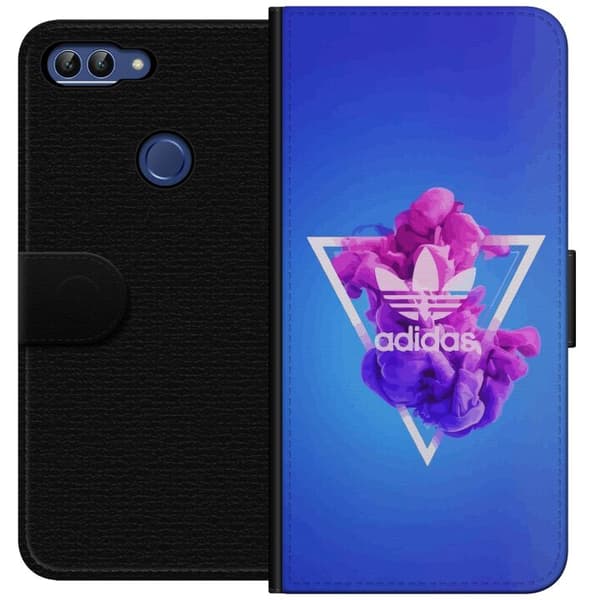 Huawei P smart Tegnebogsetui Adidas-inspireret blåt design - sporty motiv med retrovibe i blå toner