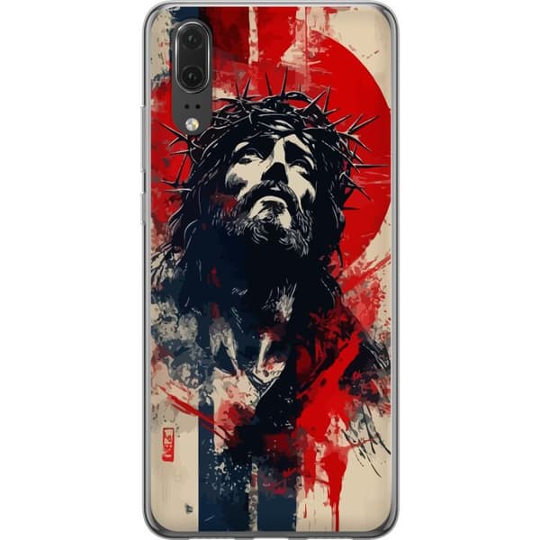 Huawei P20 Gjennomsiktig deksel Jesus med kors - kristent motiv med sterk symbolikk om tro og håp