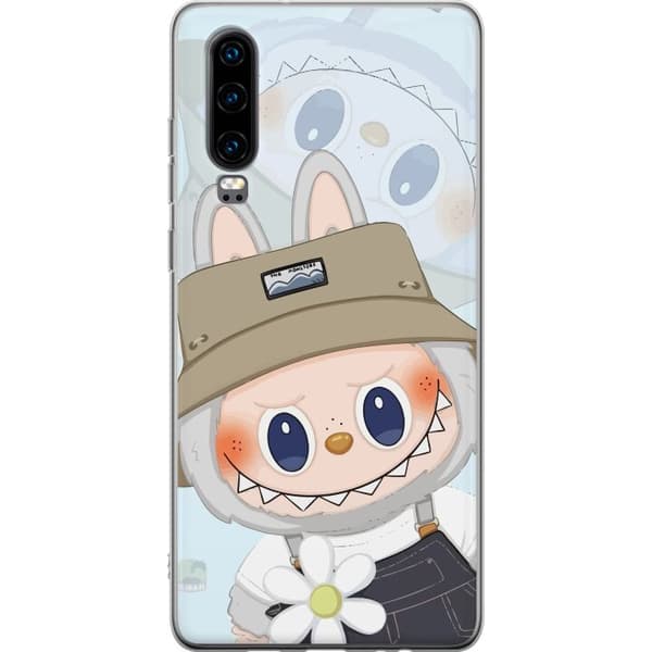 Huawei P30 Gennemsigtig cover Labubu med hat - Pop Mart figur Mr. Butcher i retro-stil med karakter