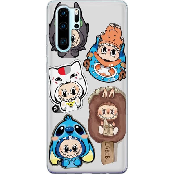Huawei P30 Pro Gennemsigtig cover Labubu figur samling - Pop Mart Labubu The Monsters i farverigt design
