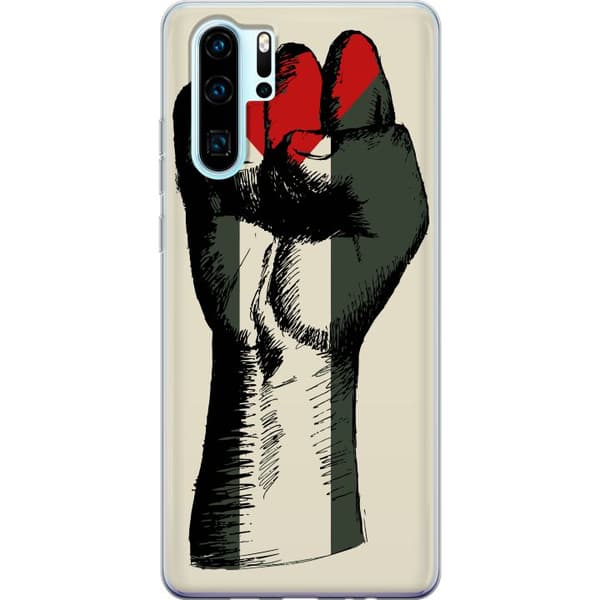 Huawei P30 Pro Genomskinligt Skal Hand knuten i Palestinas färger – kraftfull symbol för frihetsrörelsen