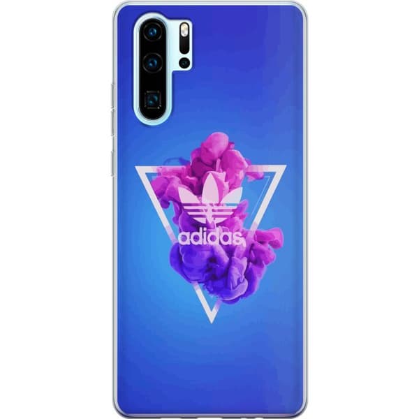Huawei P30 Pro Genomskinligt Skal Adidas-inspirerad blå design – sportigt motiv med retrovibe i blå toner