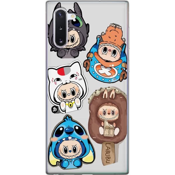 Samsung Galaxy Note10 Läpinäkyvä kuori Labubu hahmokokoelma - Pop Mart Labubu The Monsters väriluulisessa muotoilussa