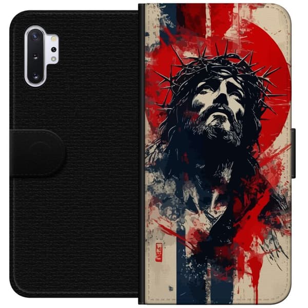 Samsung Galaxy Note10+ Tegnebogsetui Jesus med kors - kristent motiv med stærk symbolik om tro og håb