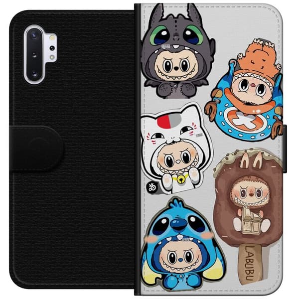 Samsung Galaxy Note10+ Tegnebogsetui Labubu figur samling - Pop Mart Labubu The Monsters i farverigt design