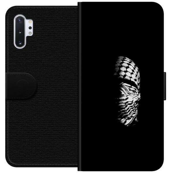 Samsung Galaxy Note10+ Tegnebogsetui Keffiyeh-mønster - klassisk sort-hvid palæstinensisk tørklæde med kulturel betydning