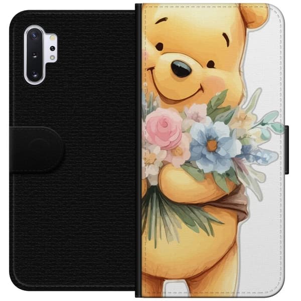 Samsung Galaxy Note10+ Tegnebogsetui Nalle Puh med blomster - klassisk børnefavorit i en blomstrende forårs miljø