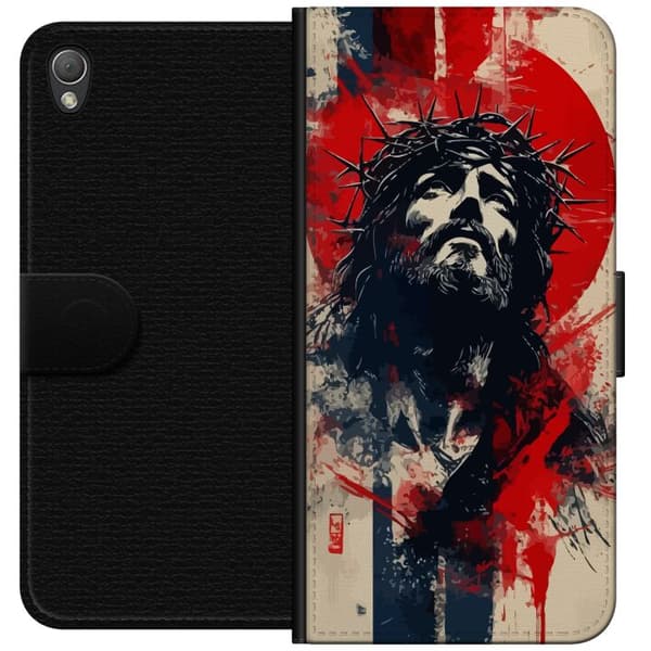 Sony Xperia Z3 Lompakkokotelo Jeesus ristillä - kristillinen aihe vahvalla symboliikalla uskosta ja toivosta