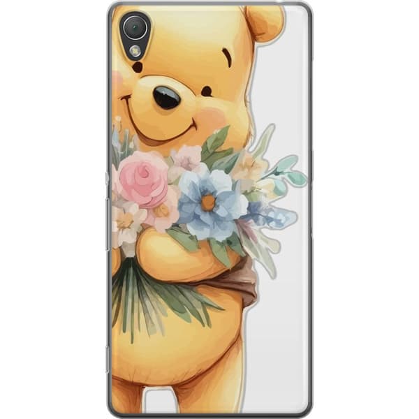 Sony Xperia Z3 Gennemsigtig cover Nalle Puh med blomster - klassisk børnefavorit i en blomstrende forårs miljø