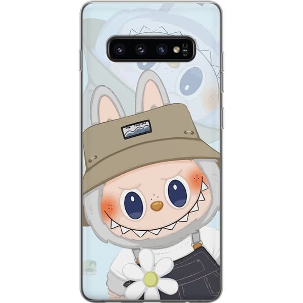 Samsung Galaxy S10 Gennemsigtig cover Labubu med hat - Pop Mart figur Mr. Butcher i retro-stil med karakter