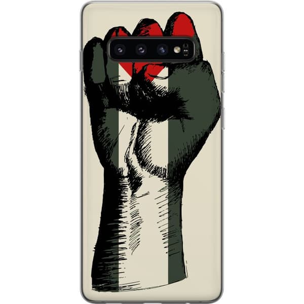 Samsung Galaxy S10 Gjennomsiktig deksel Hand knyttet i Palestinas farger - kraftig symbol for frihetsbevegelsen