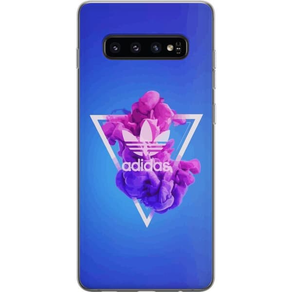 Samsung Galaxy S10 Gennemsigtig cover Adidas-inspireret blåt design - sporty motiv med retrovibe i blå toner