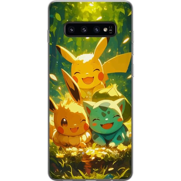 Samsung Galaxy S10 Gjennomsiktig deksel Pixelmonster spillstil - fargerik design for retro-elskende spillere