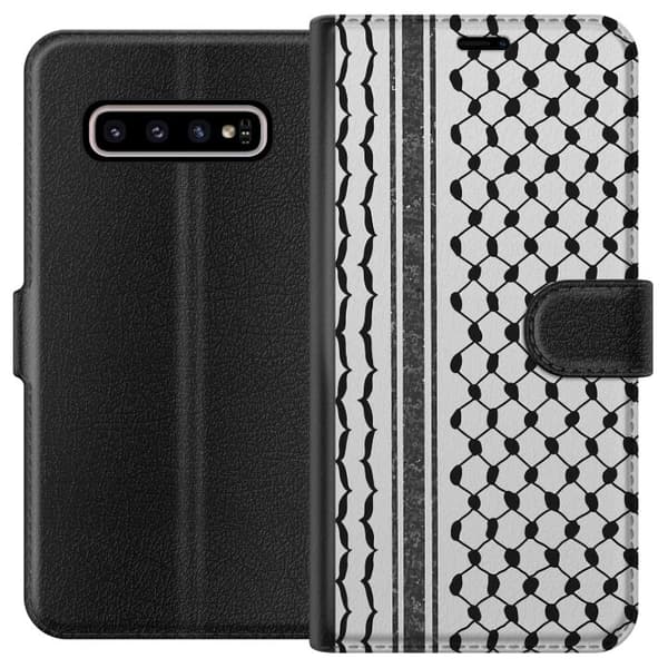 Samsung Galaxy S10+ Tegnebogsetui Palæstinensisk mønster - inspireret af traditionel stil keffiyeh-stof