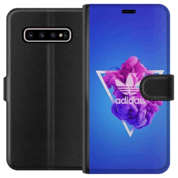 Samsung Galaxy S10+ Lompakkokotelo Adidas-inspiroitunut sininen muotoilu - urheilullinen motiivi retro-vibeillä sinisissä sävyissä