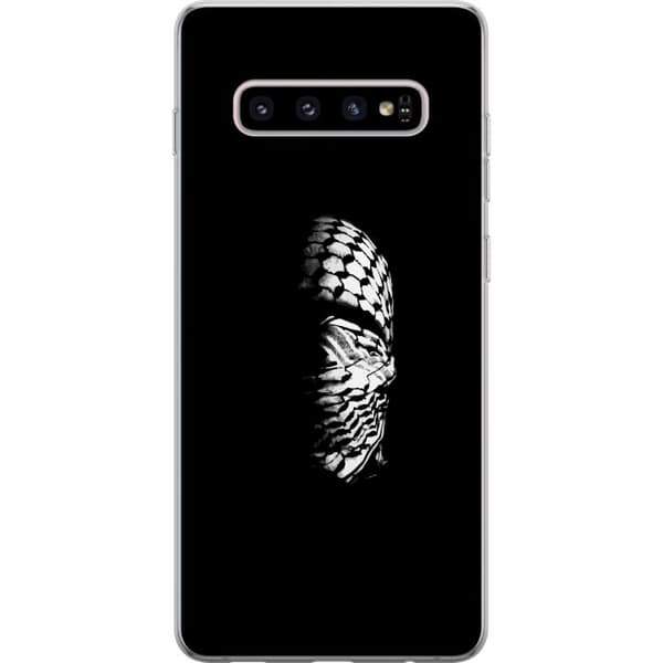 Samsung Galaxy S10+ Gennemsigtig cover Keffiyeh-mønster - klassisk sort-hvid palæstinensisk tørklæde med kulturel betydning