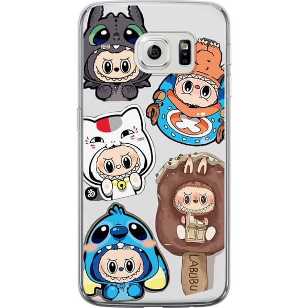 Samsung Galaxy S6 edge Läpinäkyvä kuori Labubu hahmokokoelma - Pop Mart Labubu The Monsters väriluulisessa muotoilussa
