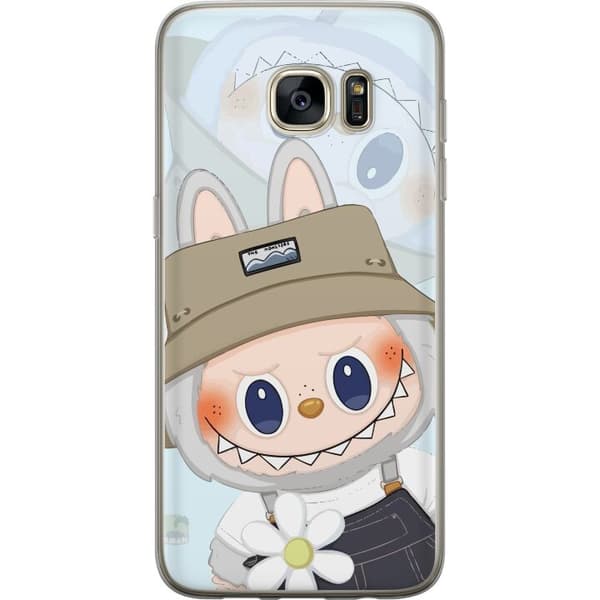 Samsung Galaxy S7 edge Gennemsigtig cover Labubu med hat - Pop Mart figur Mr. Butcher i retro-stil med karakter