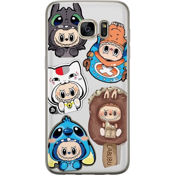 Samsung Galaxy S7 edge Gennemsigtig cover Labubu figur samling - Pop Mart Labubu The Monsters i farverigt design