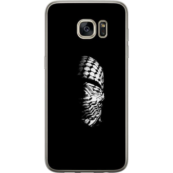 Samsung Galaxy S7 edge Gennemsigtig cover Keffiyeh-mønster - klassisk sort-hvid palæstinensisk tørklæde med kulturel betydning