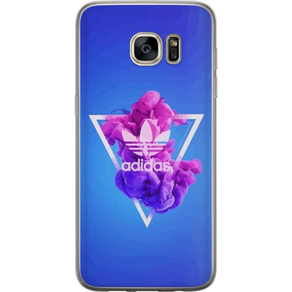Samsung Galaxy S7 edge Gennemsigtig cover Adidas-inspireret blåt design - sporty motiv med retrovibe i blå toner
