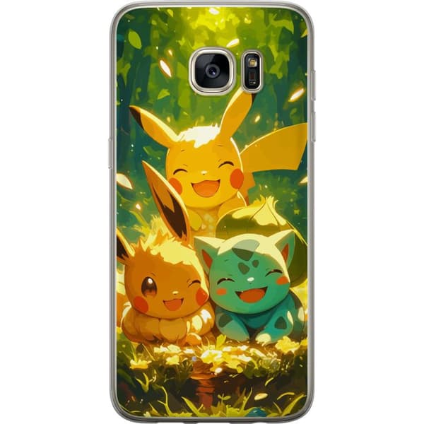 Samsung Galaxy S7 edge Gennemsigtig cover Pixelmonster spillestil - farverig design til retro-elskende gamere