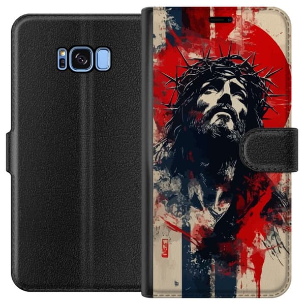 Samsung Galaxy S8 Plånboksfodral Jesus med kors – kristet motiv med stark symbolik om tro och hopp
