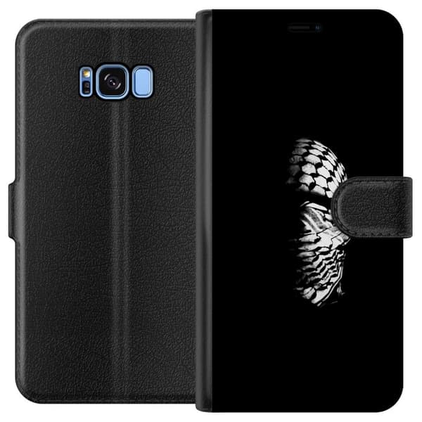 Samsung Galaxy S8 Tegnebogsetui Keffiyeh-mønster - klassisk sort-hvid palæstinensisk tørklæde med kulturel betydning