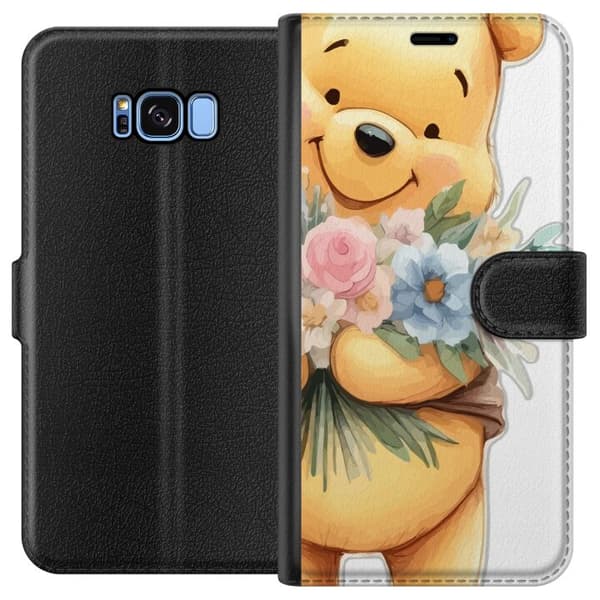 Samsung Galaxy S8 Plånboksfodral Nalle Puh med blommor – klassisk barnfavorit i blommande vårmiljö