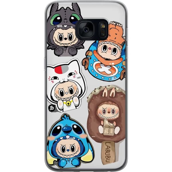 Samsung Galaxy S7 Gennemsigtig cover Labubu figur samling - Pop Mart Labubu The Monsters i farverigt design