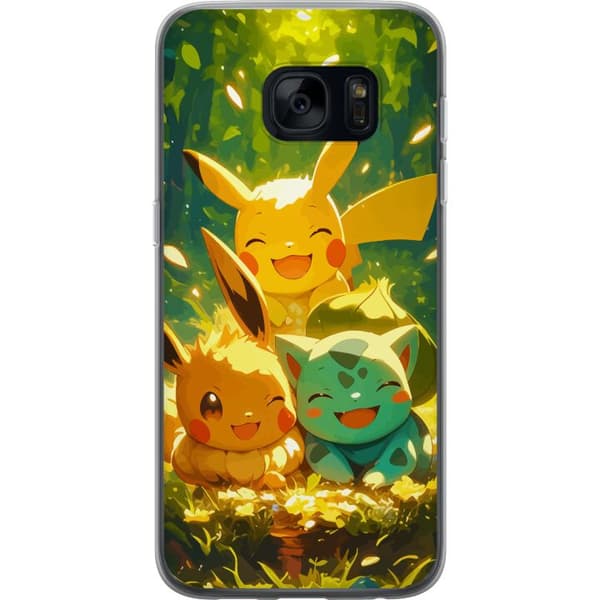 Samsung Galaxy S7 Gennemsigtig cover Pixelmonster spillestil - farverig design til retro-elskende gamere