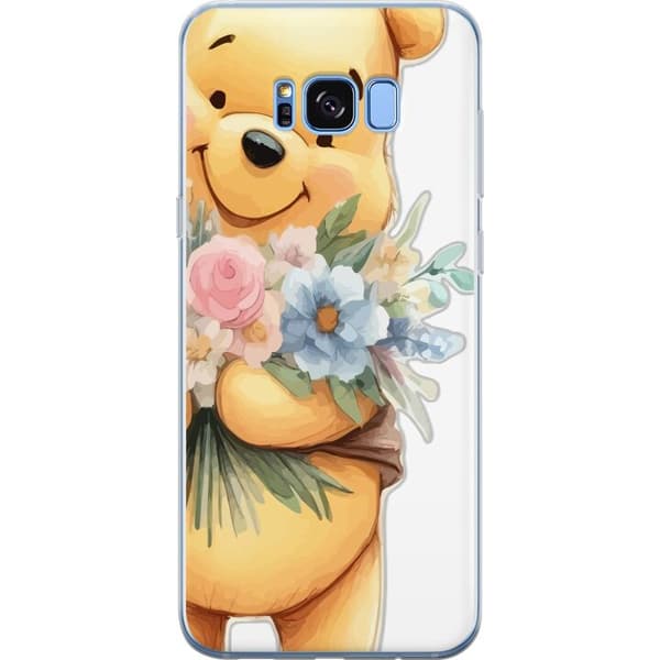 Samsung Galaxy S8 Gjennomsiktig deksel Nalle Puh med blomster - klassisk barnefavoritt i en blomstrende vår miljø