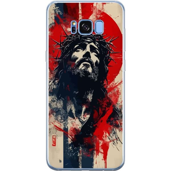 Samsung Galaxy S8+ Gennemsigtig cover Jesus med kors - kristent motiv med stærk symbolik om tro og håb