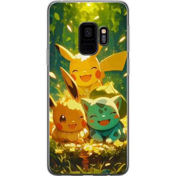 Samsung Galaxy S9 Gennemsigtig cover Pixelmonster spillestil - farverig design til retro-elskende gamere