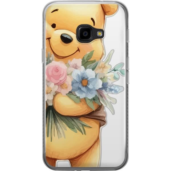 Samsung Galaxy Xcover 4 Gennemsigtig cover Nalle Puh med blomster - klassisk børnefavorit i en blomstrende forårs miljø